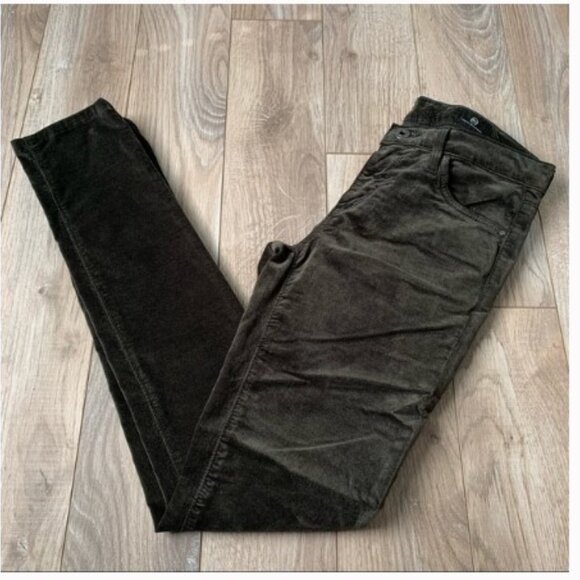 EUC AG Adriano Goldschmied Skinny Legging Velvet Jean Climbing Ivy Green Sz 25 R - Picture 4 of 9